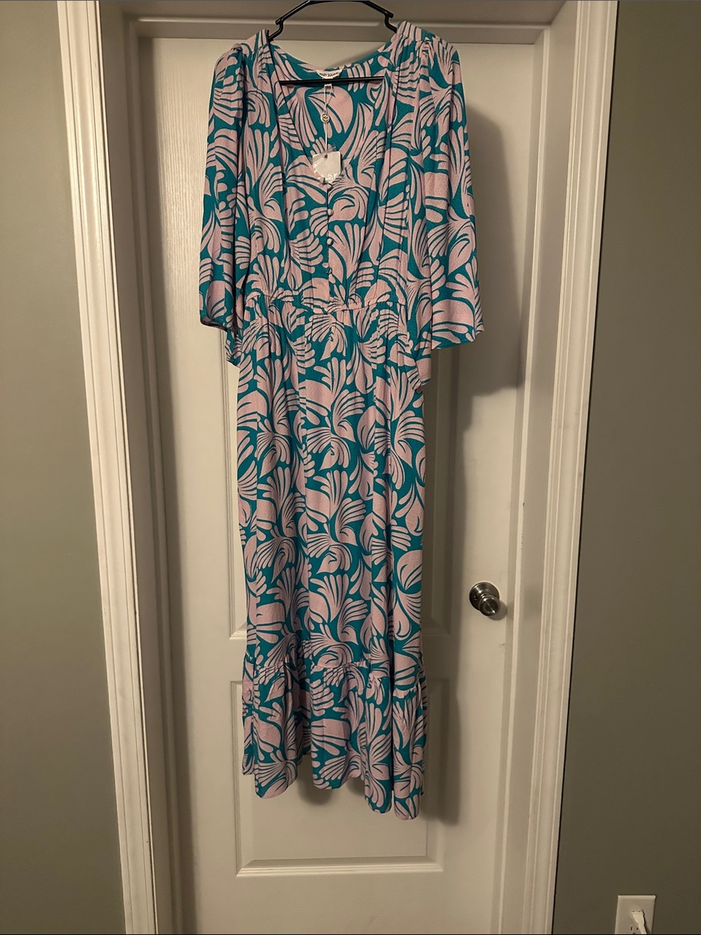 Teal and Pink Maxi Dress